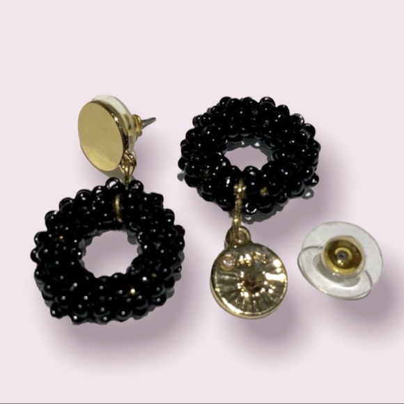 Nine West Black Beaded Beyonce Style Drop Earrings Girlfriend Gift - Picture 4 of 5